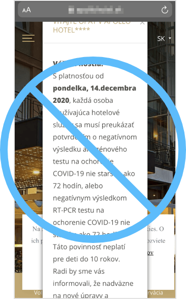 Pop-up okno cez celu obrazovku